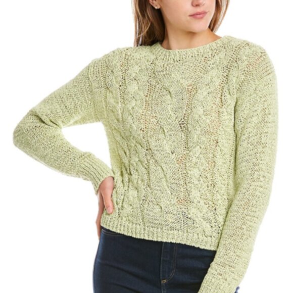 VINCE Sweater Women's XS Pale Lime Green Cable Knit‎ - Picture 12 of 14